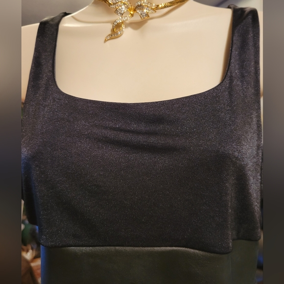 NWT Top S Black Jersey & Fake Leather - Picture 2 of 9